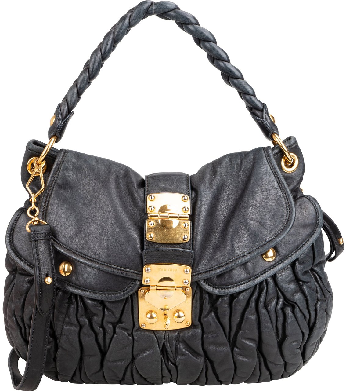 Miu Miu Miu Miu Quilted Leather City Handbag Zwart