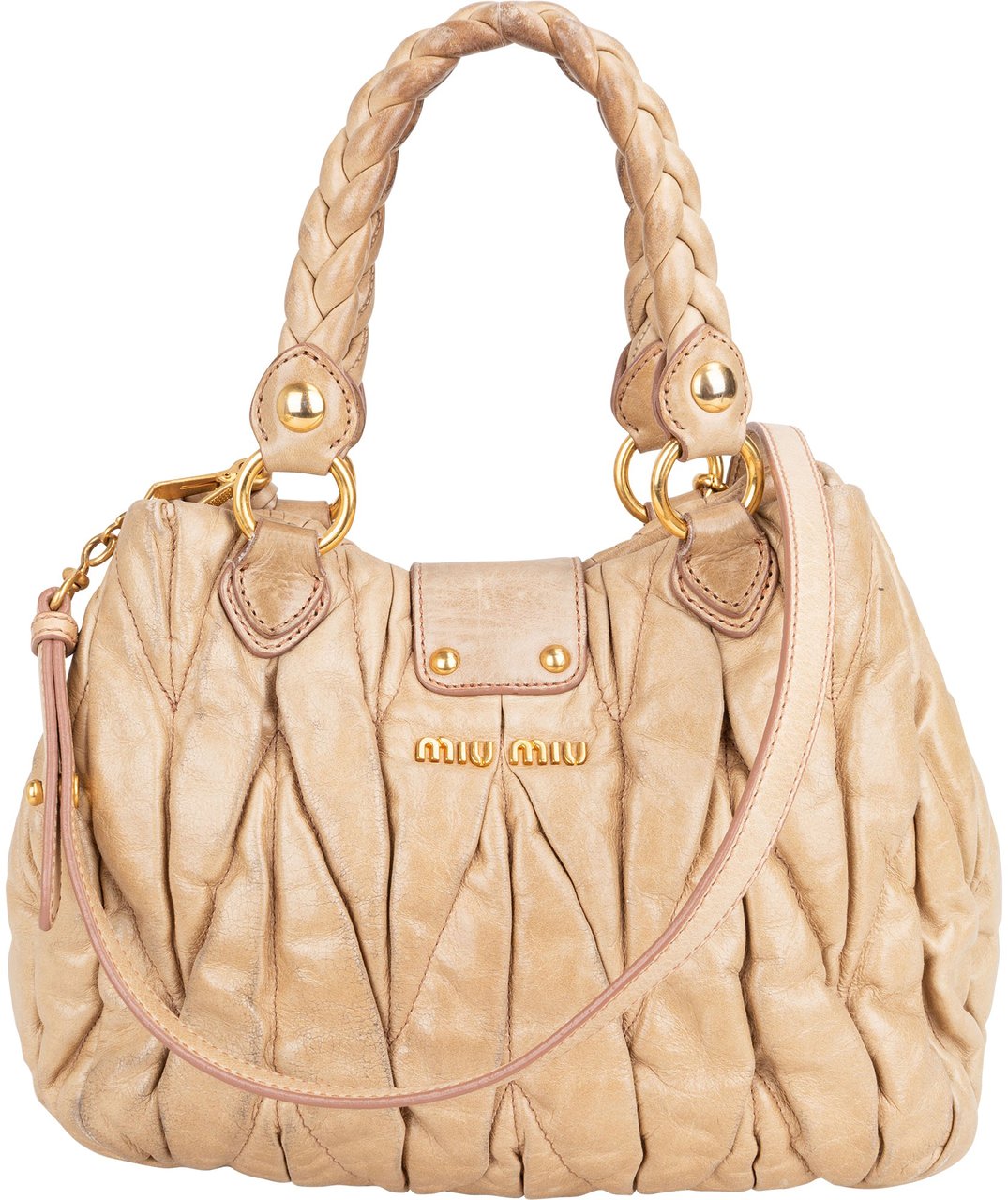 Miu Miu Miu Miu Quilted Leather City Handbag Beige