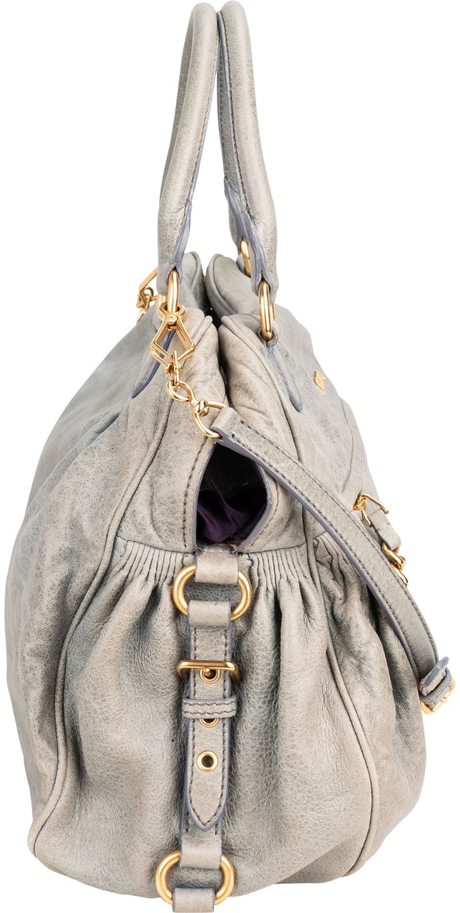 Miu Miu Miu Miu Classic Leather Padlock Handbag Blauw