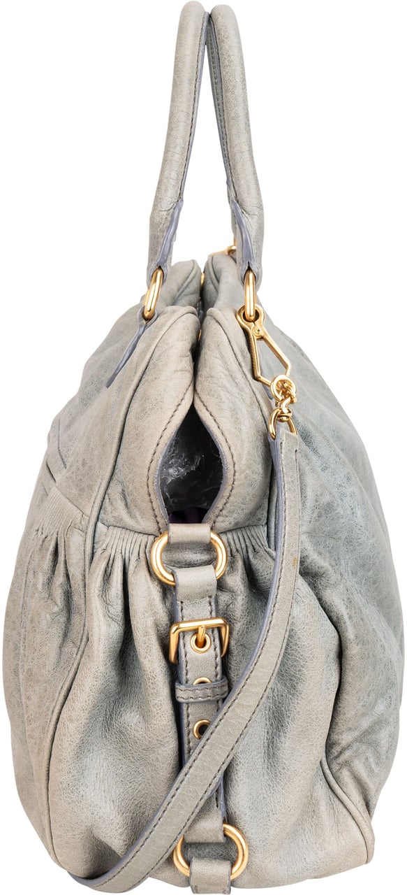 Miu Miu Miu Miu Classic Leather Padlock Handbag Blauw