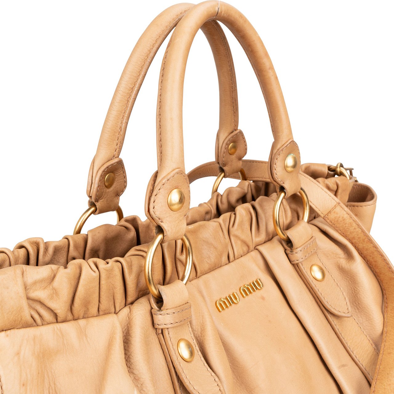 Miu Miu Miu Miu Classic Leather City Handbag Beige