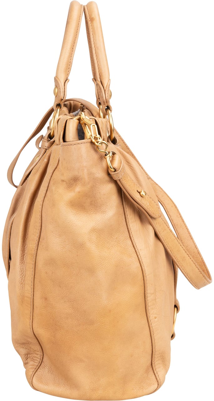 Miu Miu Miu Miu Classic Leather City Handbag Beige