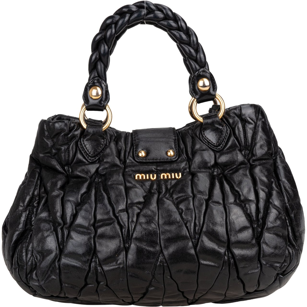 Miu Miu Miu Miu Quilted Leather City Handbag Zwart