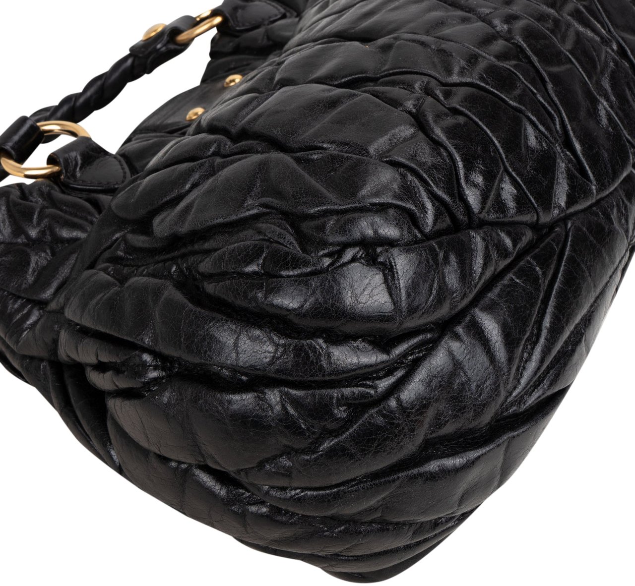 Miu Miu Miu Miu Quilted Leather City Handbag Zwart