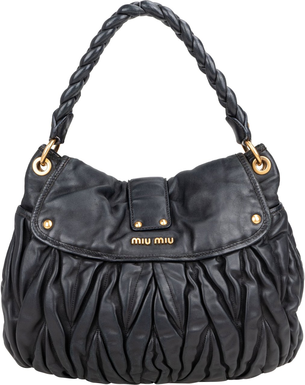 Miu Miu Miu Miu Quilted Leather City Handbag Zwart