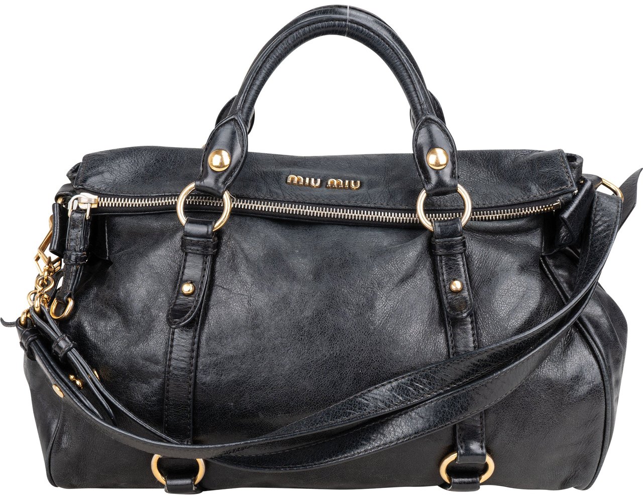 Miu Miu Miu Miu Classic Leather City Handbag Zwart