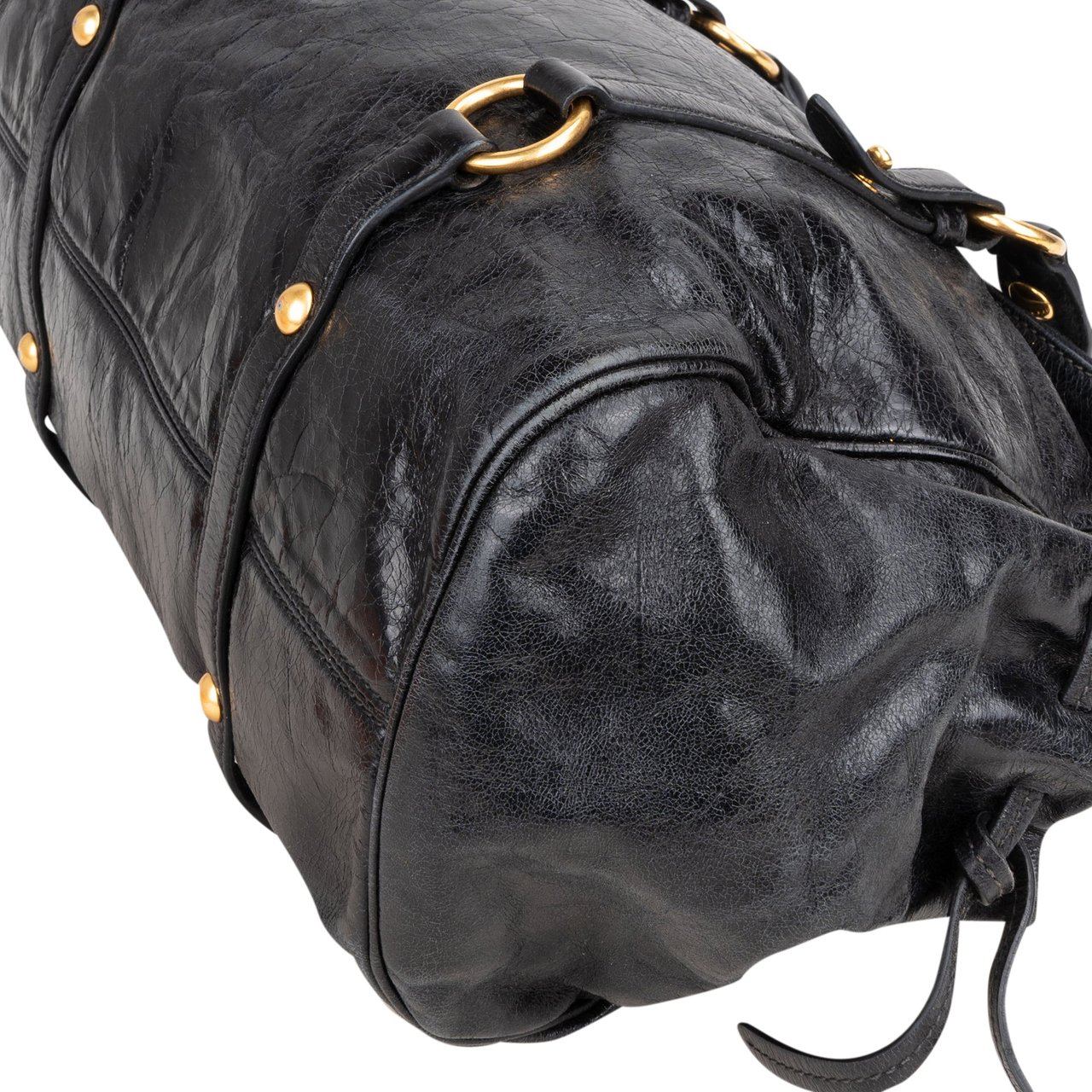 Miu Miu Miu Miu Classic Leather City Handbag Zwart