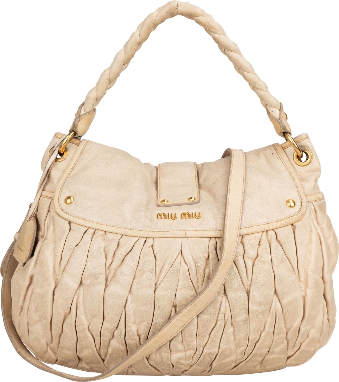 Miu Miu Miu Miu Quilted Leather City Handbag Beige