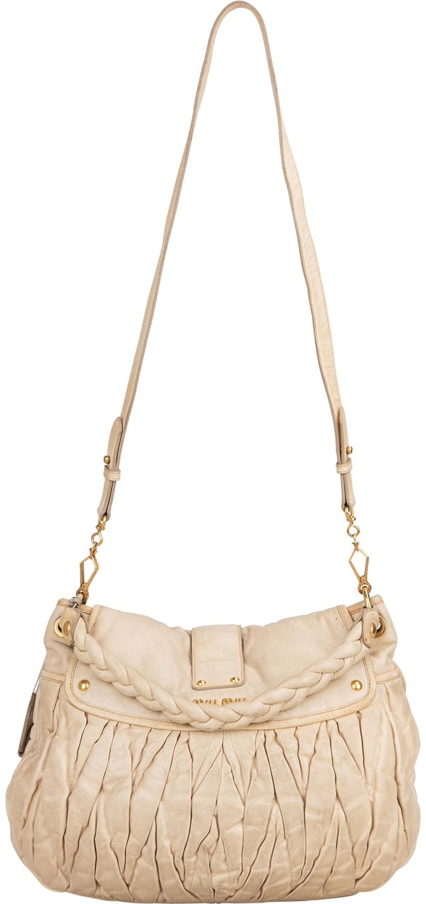 Miu Miu Miu Miu Quilted Leather City Handbag Beige