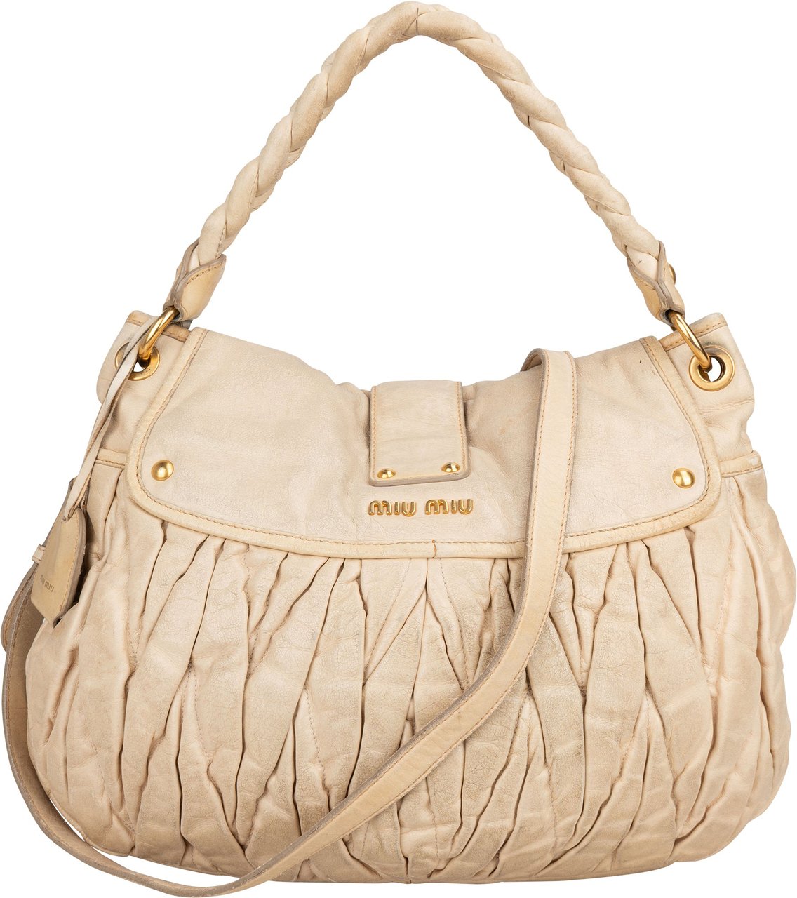 Miu Miu Miu Miu Quilted Leather City Handbag Beige