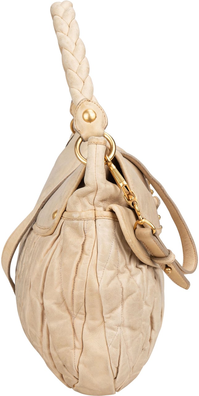 Miu Miu Miu Miu Quilted Leather City Handbag Beige