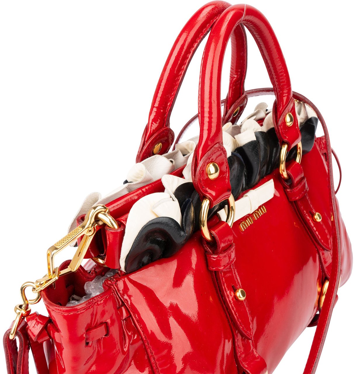 Miu Miu Miu Miu Tricolor Flower Patent Leather Handbag Divers