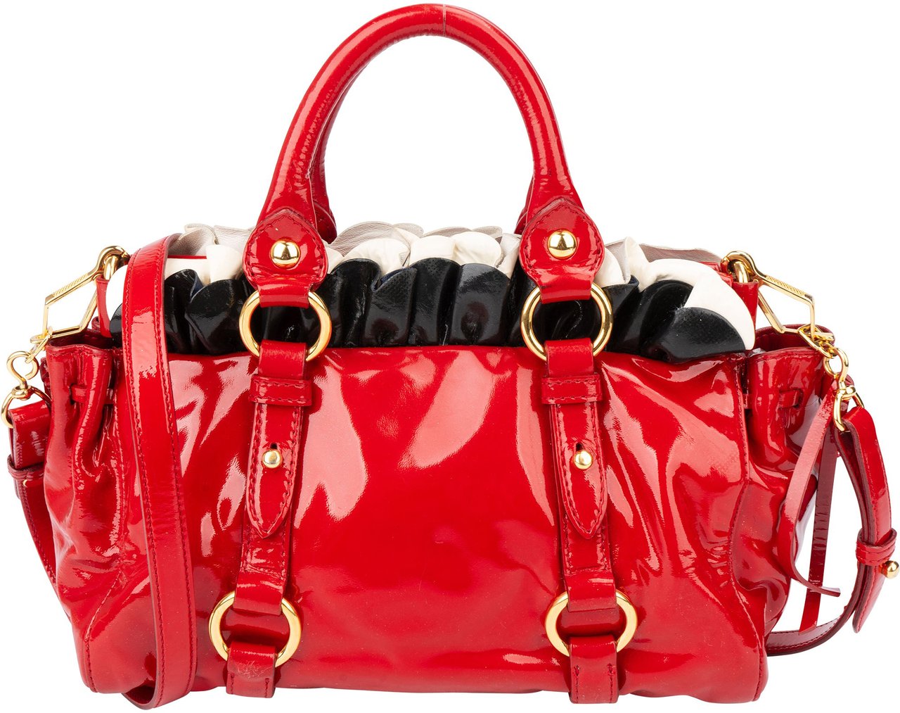 Miu Miu Miu Miu Tricolor Flower Patent Leather Handbag Divers