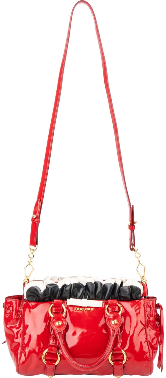 Miu Miu Miu Miu Tricolor Flower Patent Leather Handbag Divers