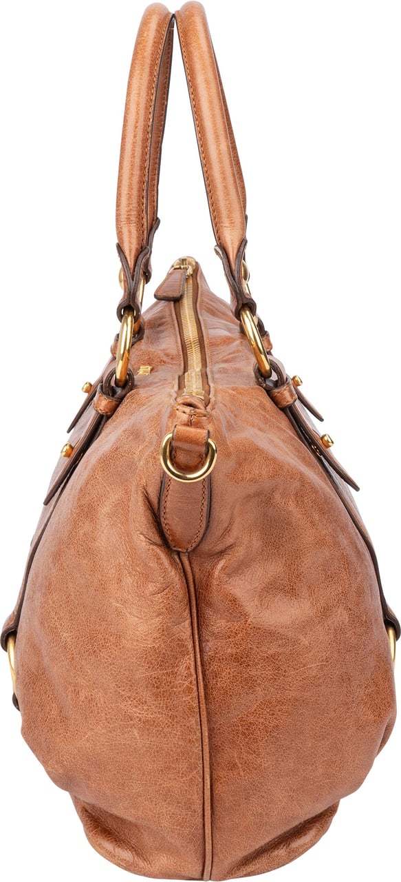 Miu Miu Miu Miu Brown Leather City Handbag Bruin