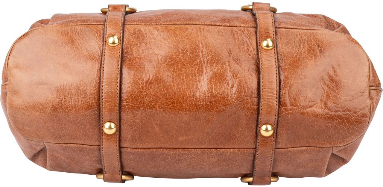 Miu Miu Miu Miu Brown Leather City Handbag Bruin