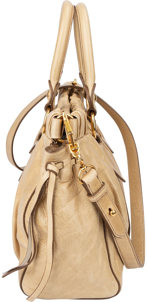 Miu Miu Miu Miu Classic Leather City Handbag Beige