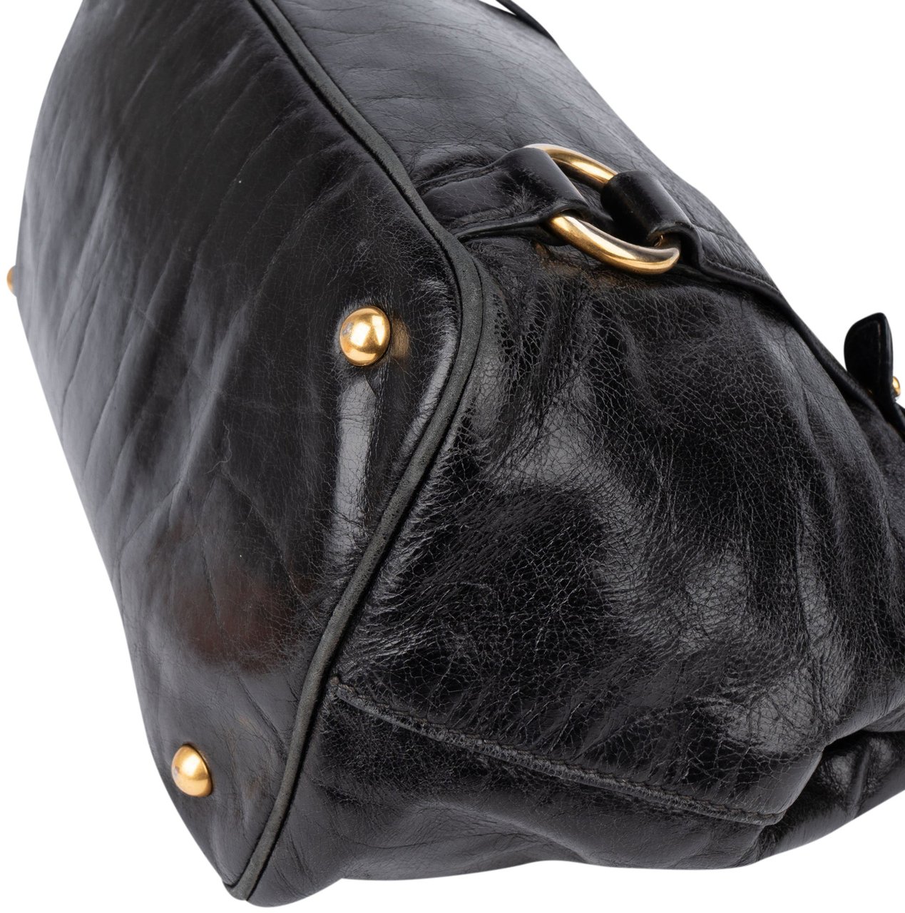 Miu Miu Miu Miu Classic Leather City Handbag Zwart