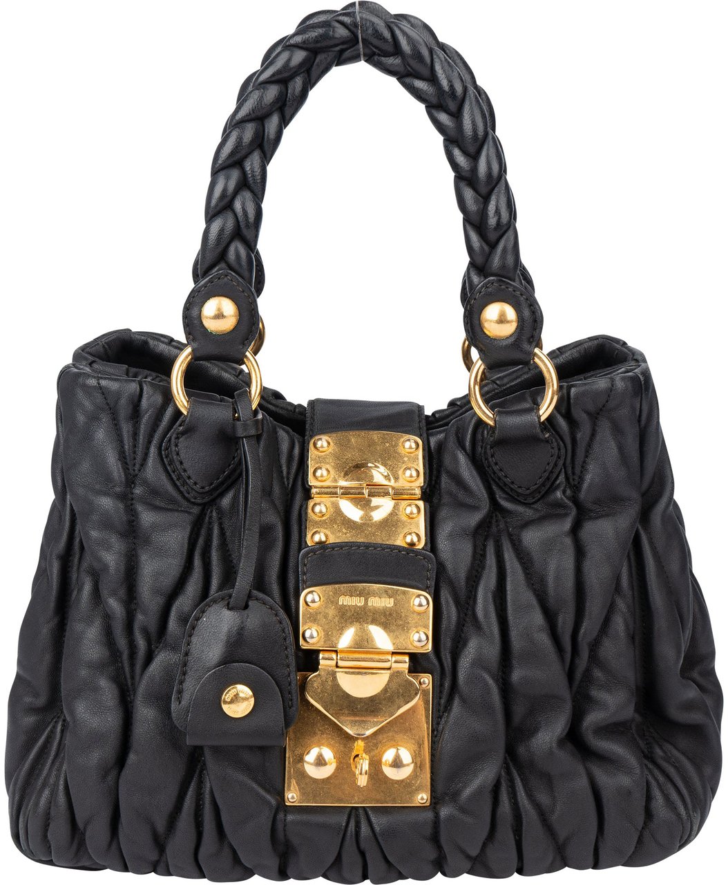 Miu Miu Miu Miu Quilted Leather City Handbag Zwart