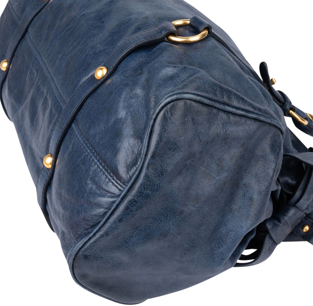 Miu Miu Miu Miu Blue Leather City Handbag Blauw