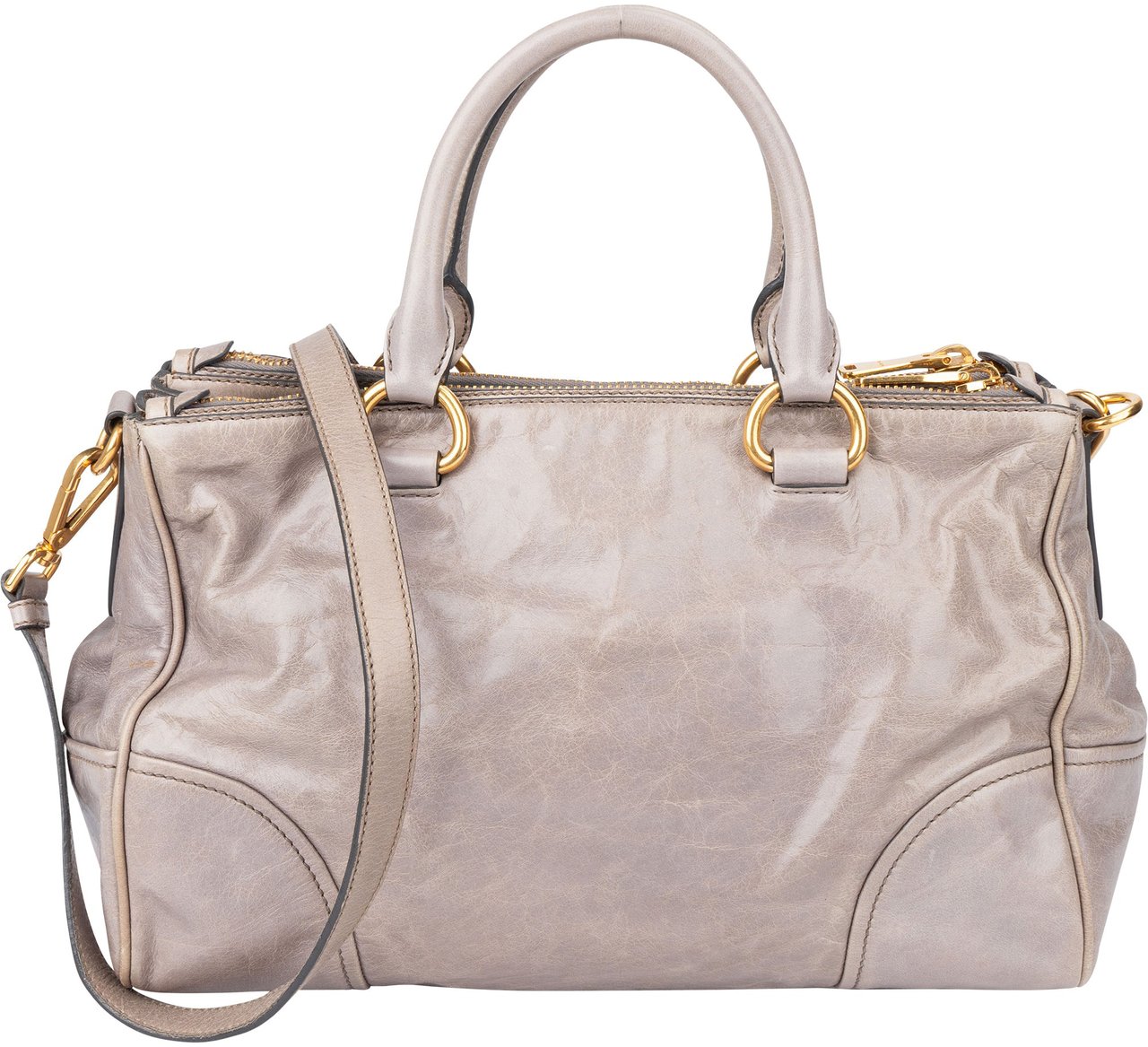 Miu Miu Miu Miu Grey Leather City Handbag Donkergrijs