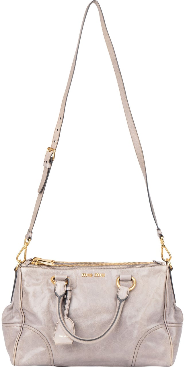 Miu Miu Miu Miu Grey Leather City Handbag Donkergrijs