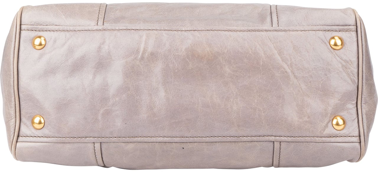 Miu Miu Miu Miu Grey Leather City Handbag Donkergrijs