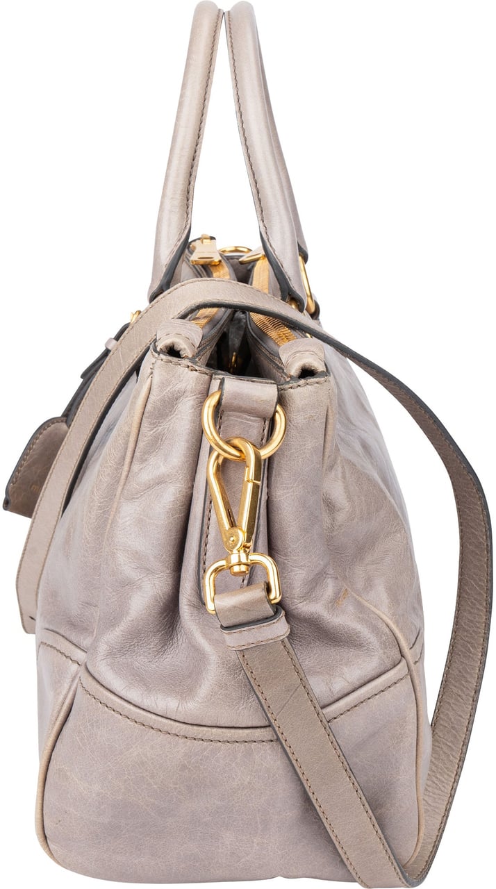 Miu Miu Miu Miu Grey Leather City Handbag Donkergrijs