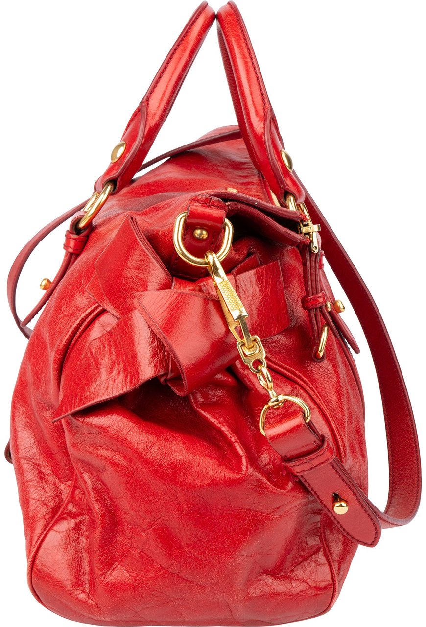 Miu Miu Miu Miu Classic Leather City Handbag Rood