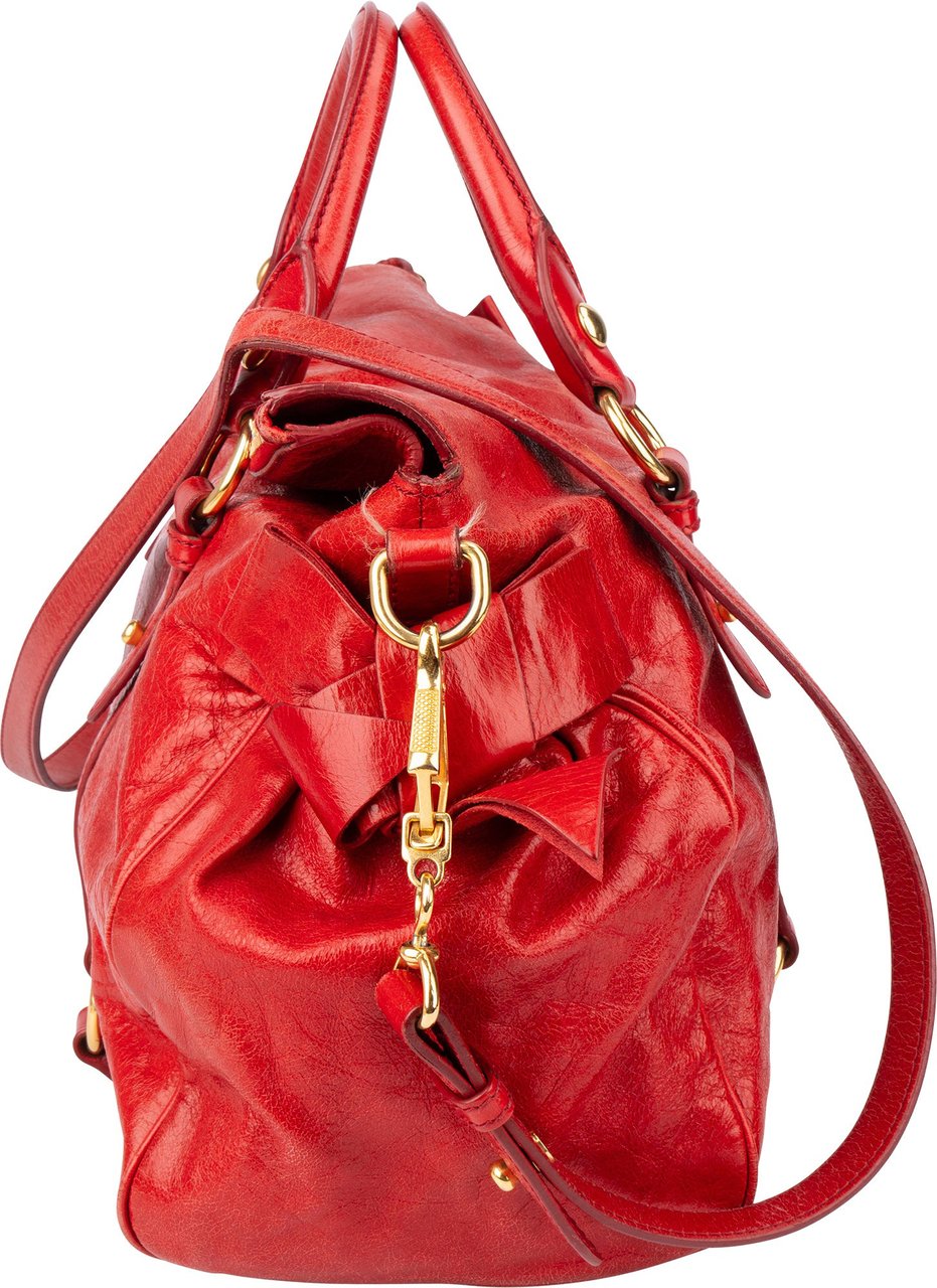 Miu Miu Miu Miu Classic Leather City Handbag Rood