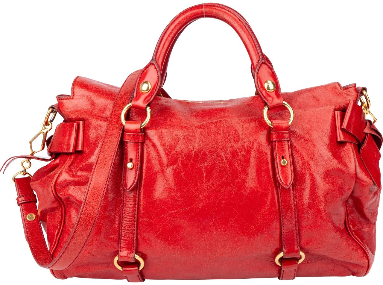 Miu Miu Miu Miu Classic Leather City Handbag Rood