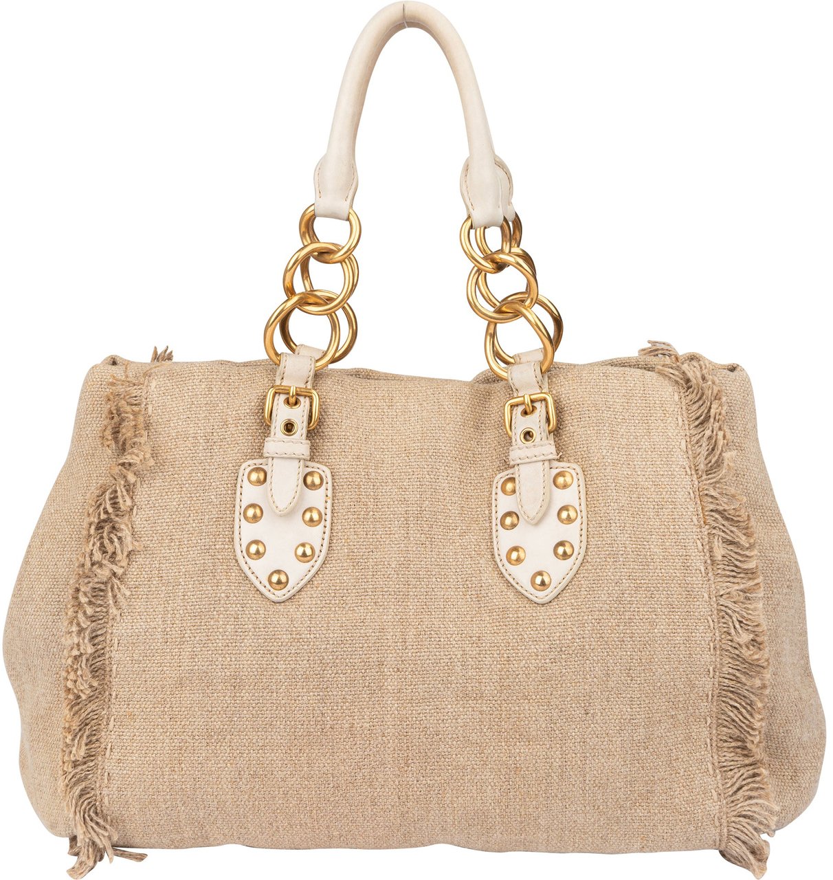 Miu Miu Miu Miu Classic Jute Handbag Beige