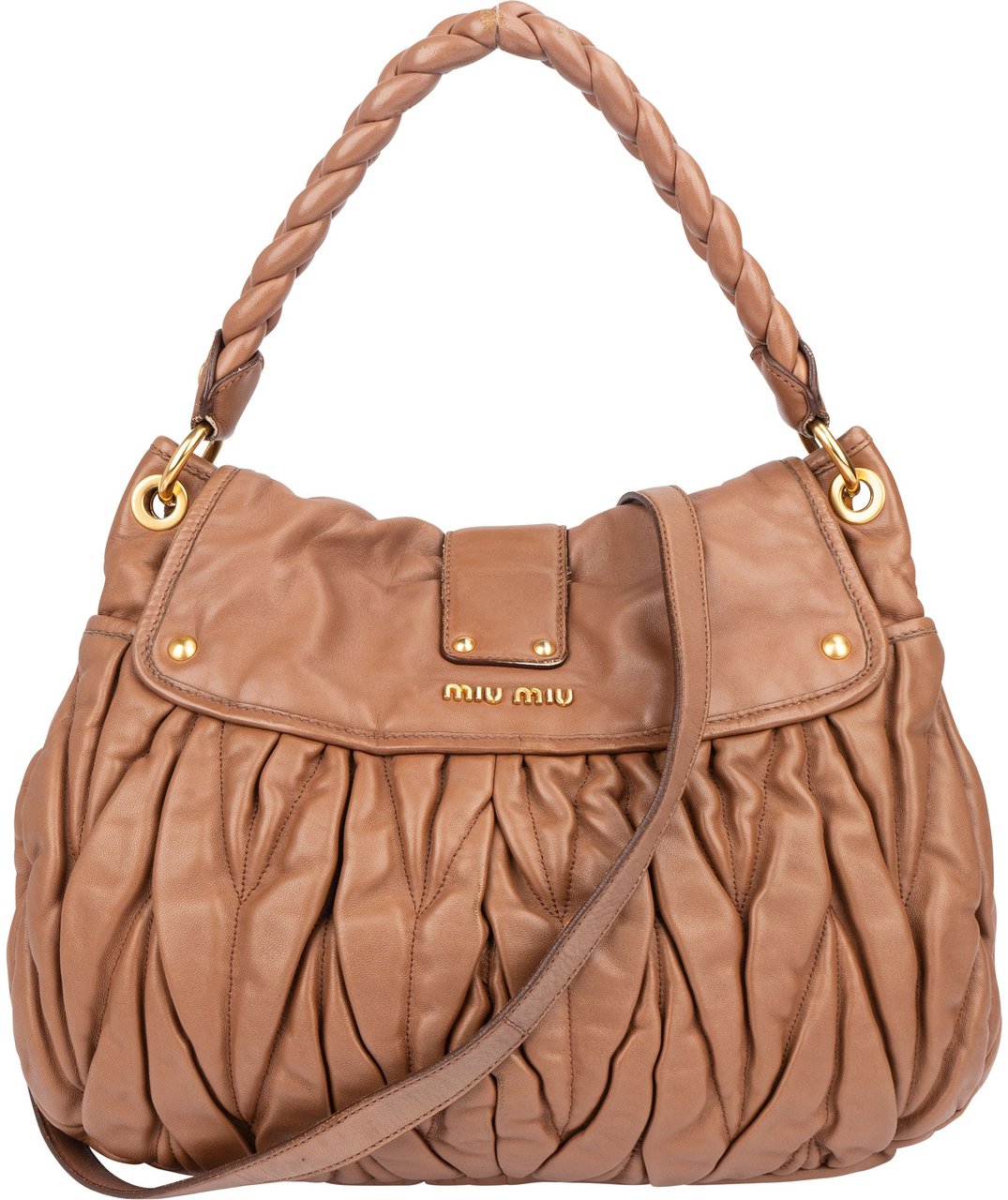 Miu Miu Miu Miu Quilted Leather City Handbag Bruin