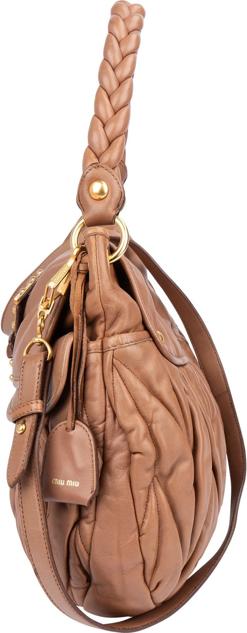 Miu Miu Miu Miu Quilted Leather City Handbag Bruin