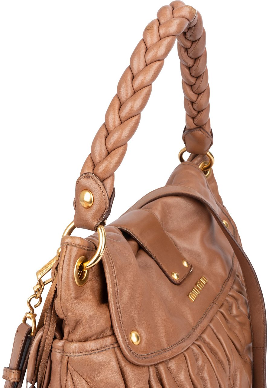 Miu Miu Miu Miu Quilted Leather City Handbag Bruin