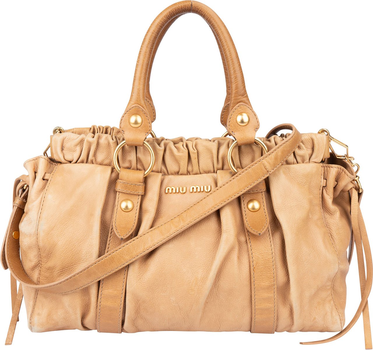 Miu Miu Miu Miu Classic Leather Handbag Beige
