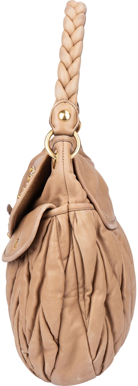 Miu Miu Miu Miu Quilted Leather City Handbag Bruin