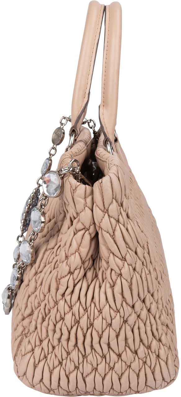 Miu Miu Quilted Leather Crystal Handbag Roze