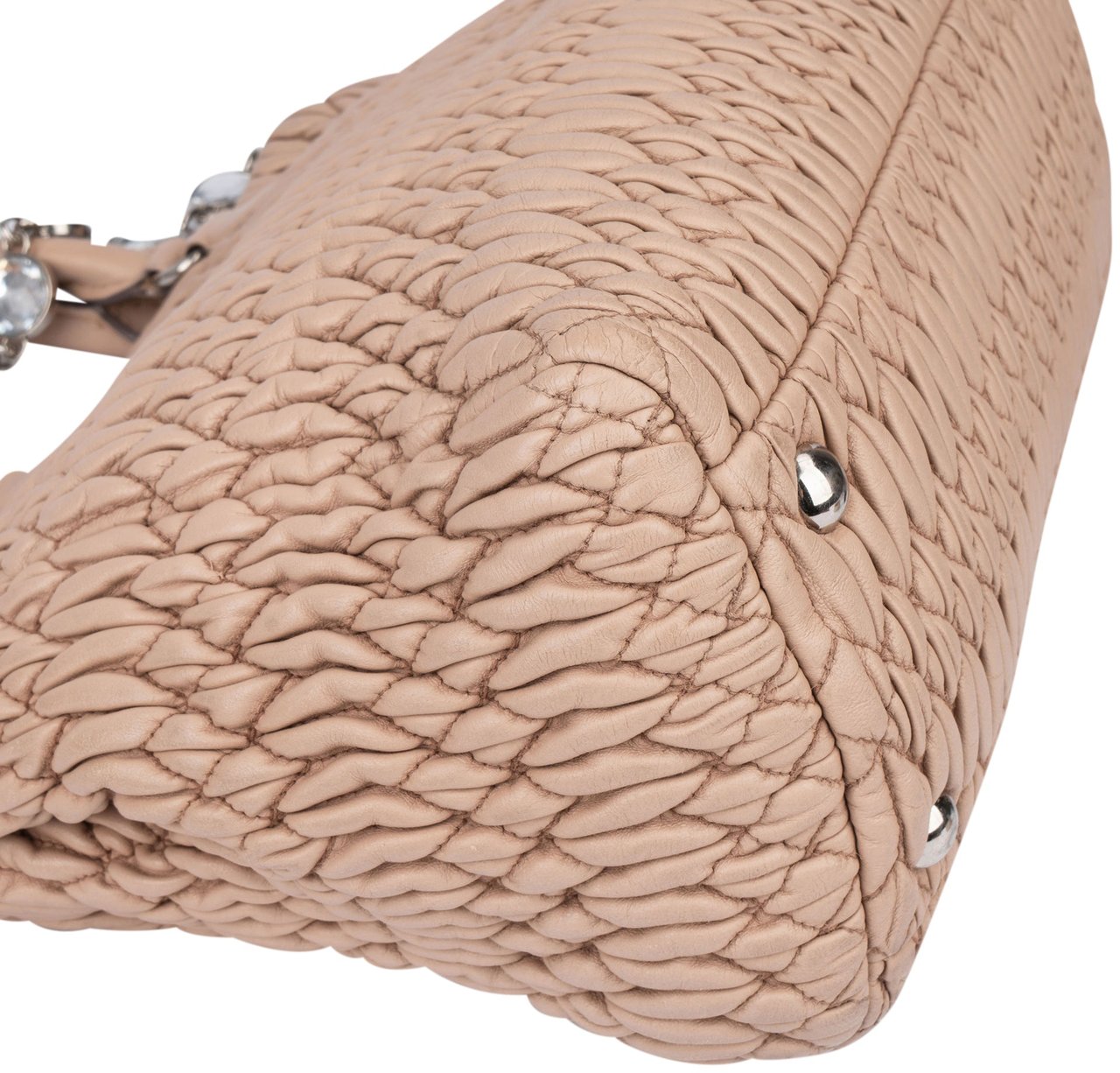 Miu Miu Quilted Leather Crystal Handbag Roze