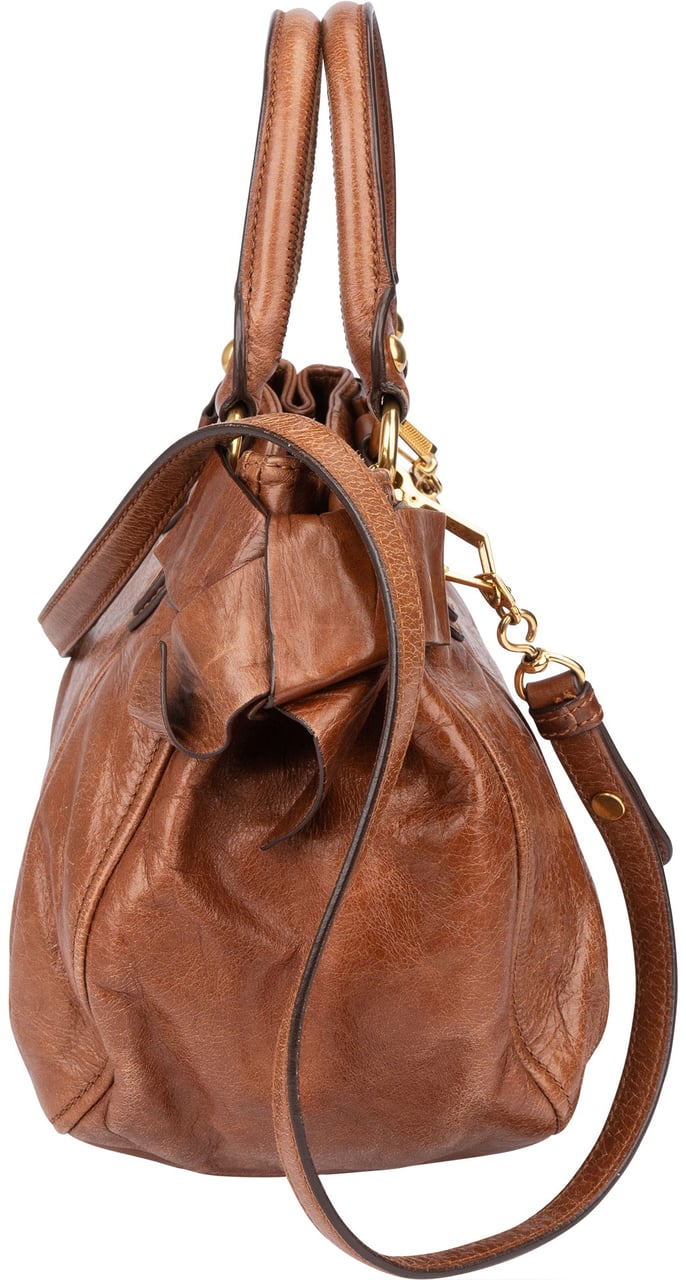 Miu Miu Miu Miu Leather City Handbag Bruin