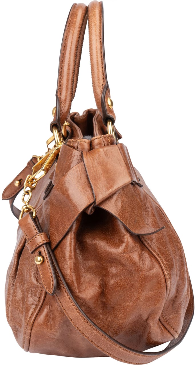 Miu Miu Miu Miu Leather City Handbag Bruin