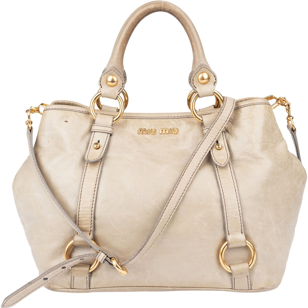 Miu Miu Miu Miu Classic Leather City Handbag Groen