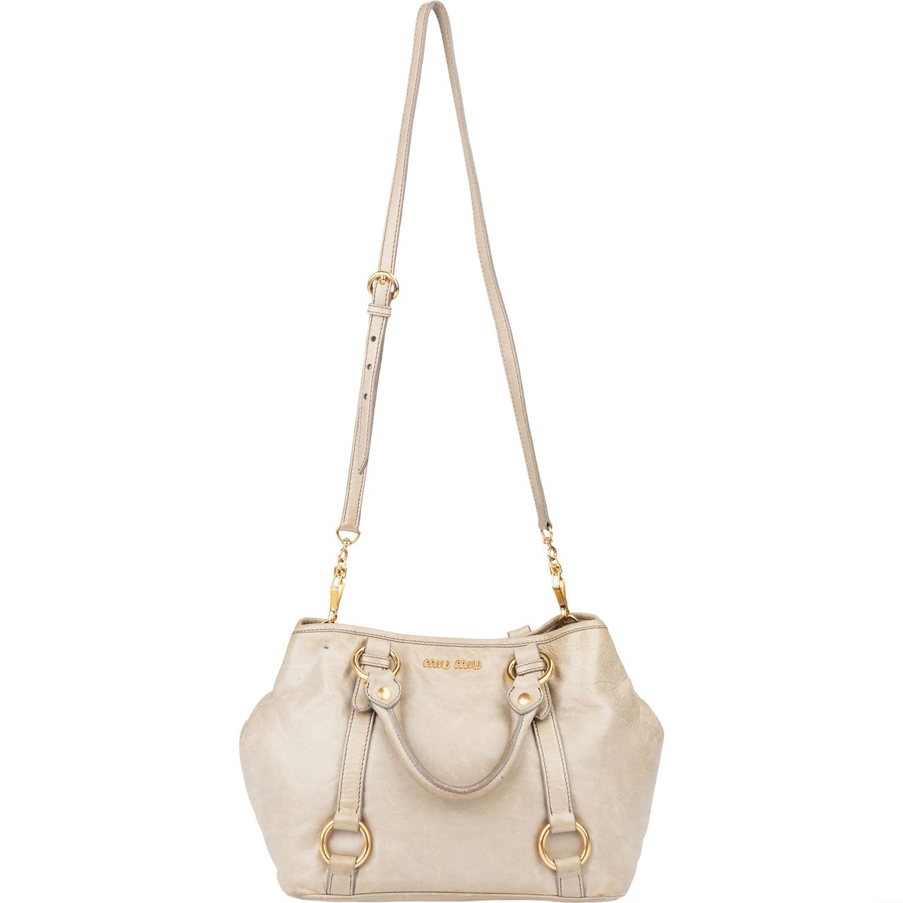 Miu Miu Miu Miu Classic Leather City Handbag Groen