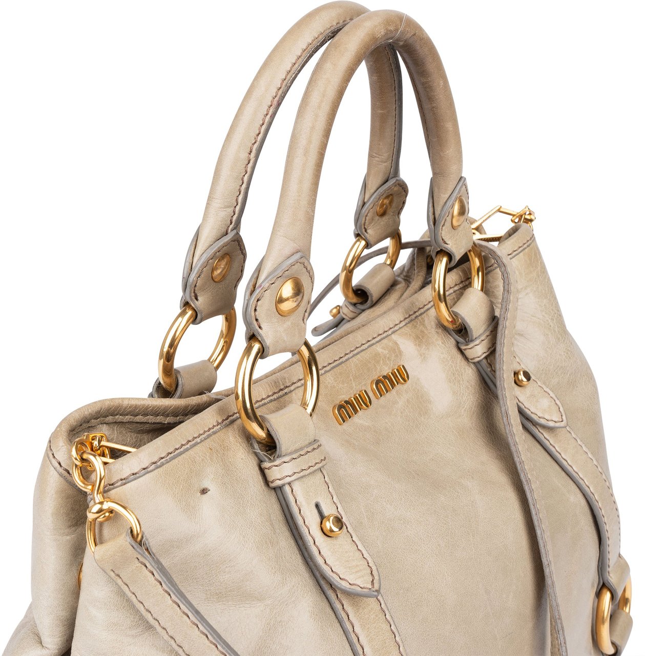 Miu Miu Miu Miu Classic Leather City Handbag Groen