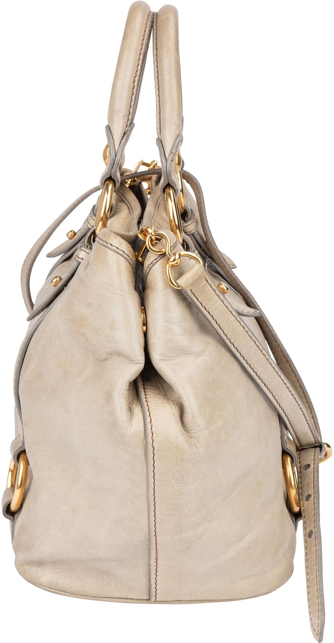 Miu Miu Miu Miu Classic Leather City Handbag Groen