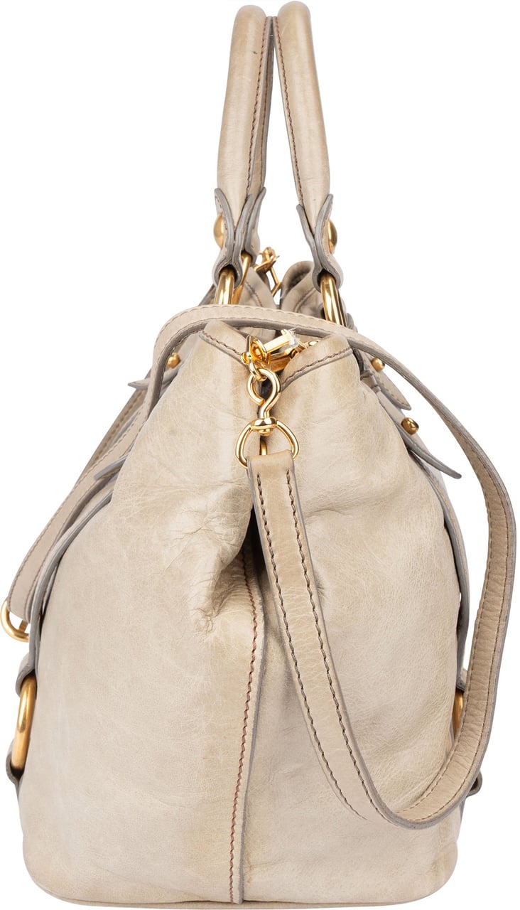 Miu Miu Miu Miu Classic Leather City Handbag Groen