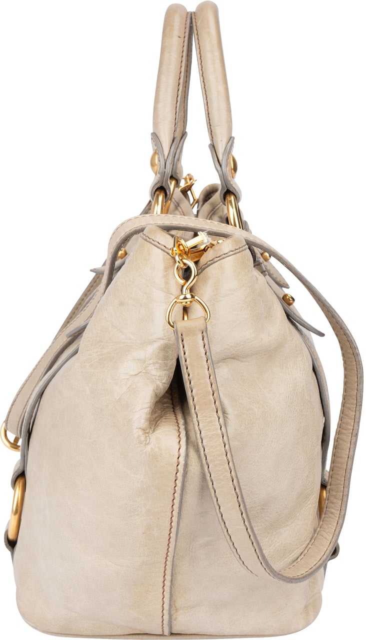 Miu Miu Miu Miu Classic Leather City Handbag Groen