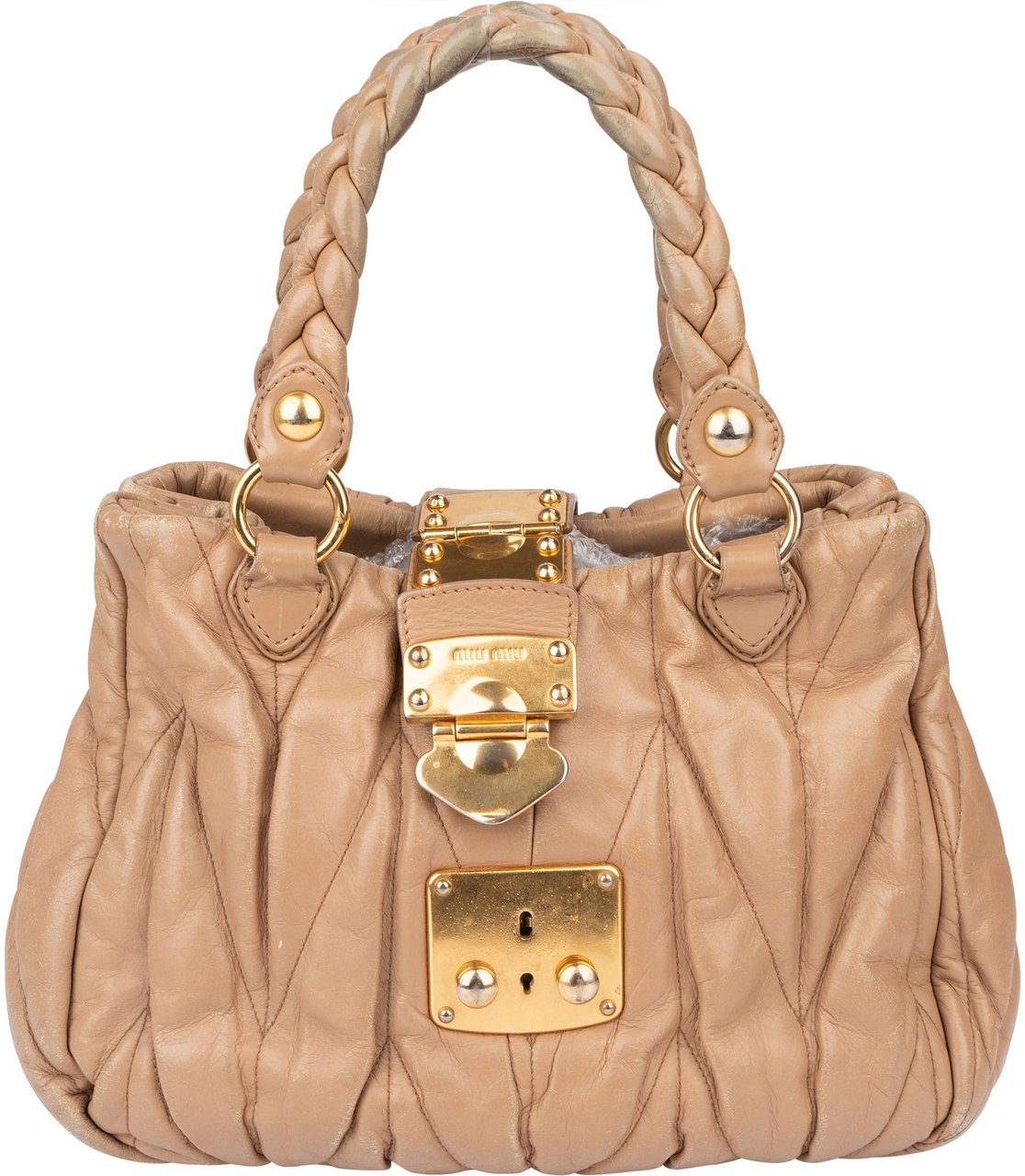 Miu Miu Miu Miu Quilted Leather City Handbag Bruin