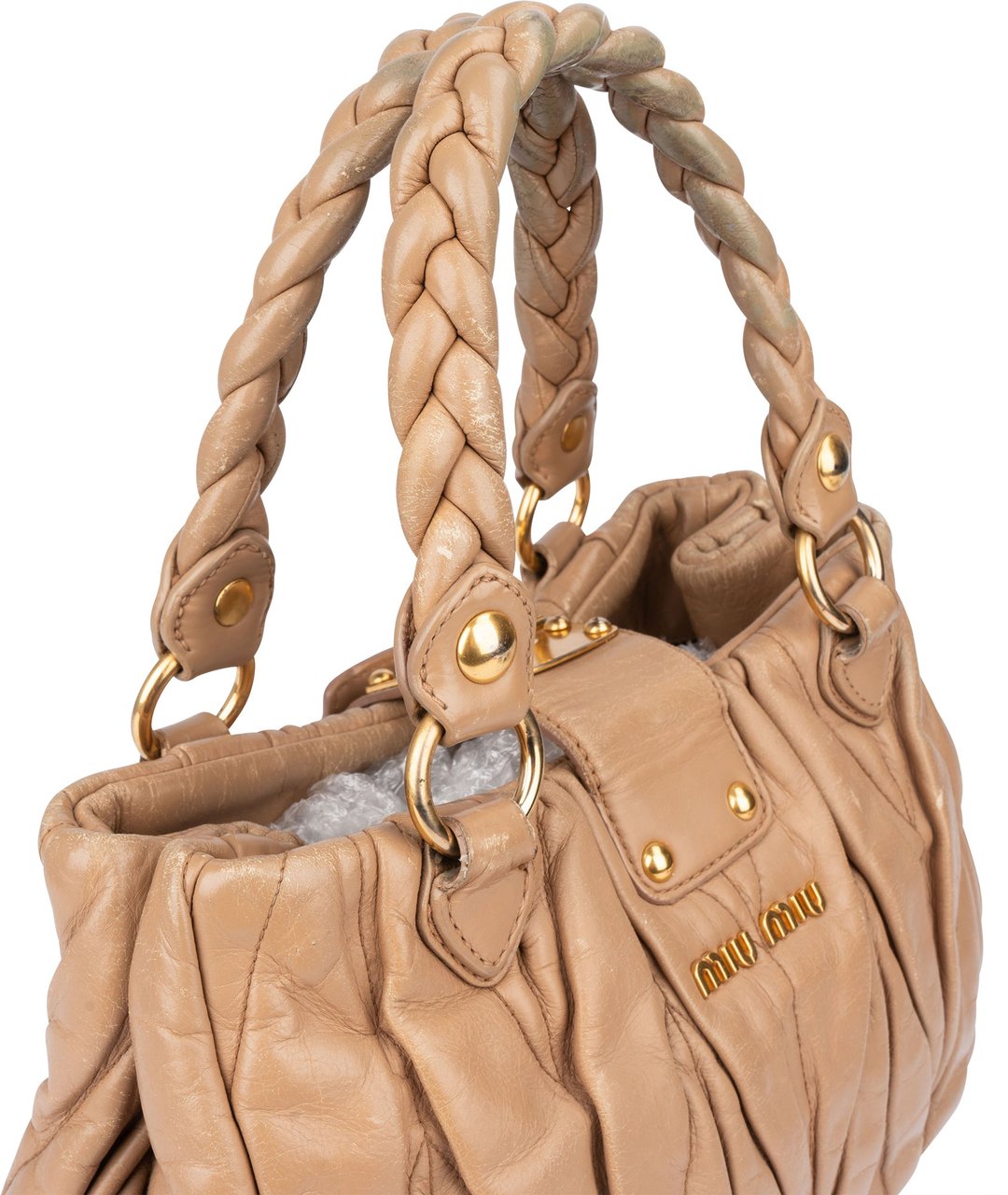 Miu Miu Miu Miu Quilted Leather City Handbag Bruin