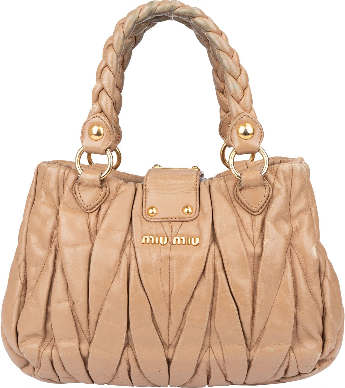 Miu Miu Miu Miu Quilted Leather City Handbag Bruin